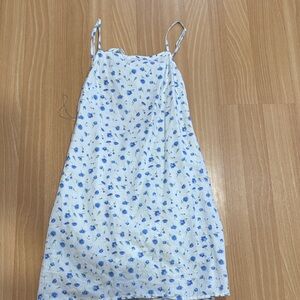 American Eagle Outfitters White Dress with Blue Floral Design